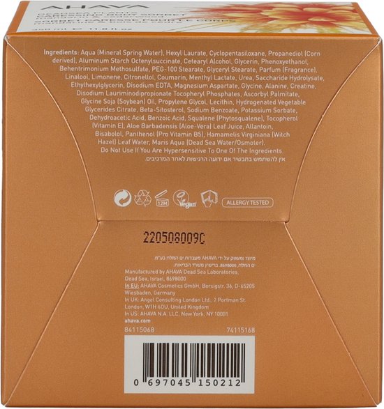 AHAVA Lichaamssorbet | Hydraterend & Verfrissend | Verbetert Soepelheid | Energieke Mandarijn Cederhout Geur | Lotion voor Mannen & Vrouwen | Body Cre
