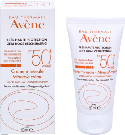 Avène Sun Protection Mineral Cream 50+ - Zonnebrand - 50 ml