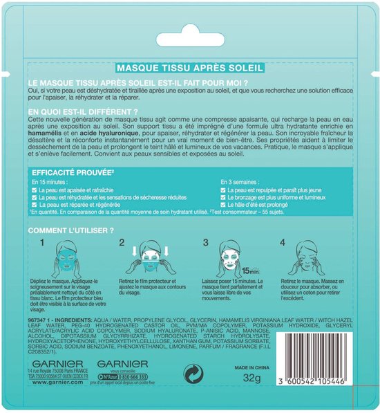 Garnier - After-Zon Tissue Masker van Ambre Solaire
