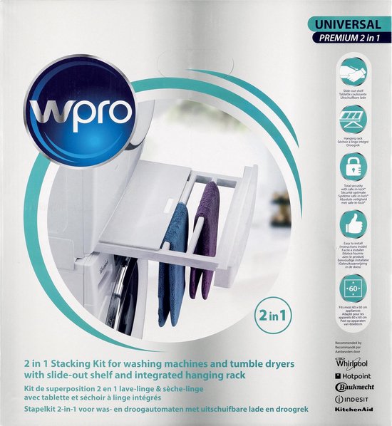 Wpro SKP101 - Stapelkit met uitschuifbaar droogrek - Universeel