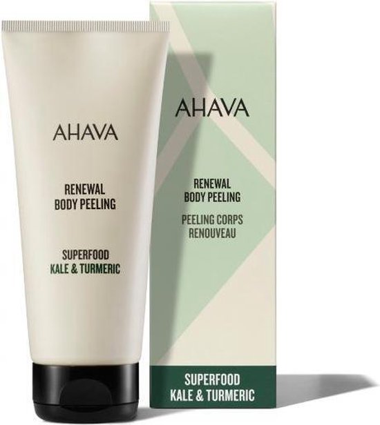 AHAVA Vernieuwende Body Peeling - Natuurlijke Exfoliatie en Huidverjonging | Boerenkool & Kurkuma | Versterkt Huidbarrière | Scrub & Peeling voor Lichaam & Gezicht | Gezichtsscrub voor Mannen & Vrouwen - 200ml
