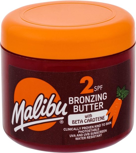 Malibu Sun SPF 2 Bronzing Tanning Body Butter - Bèta-caroteen en Arganolie – Kokosgeur – 300 ml