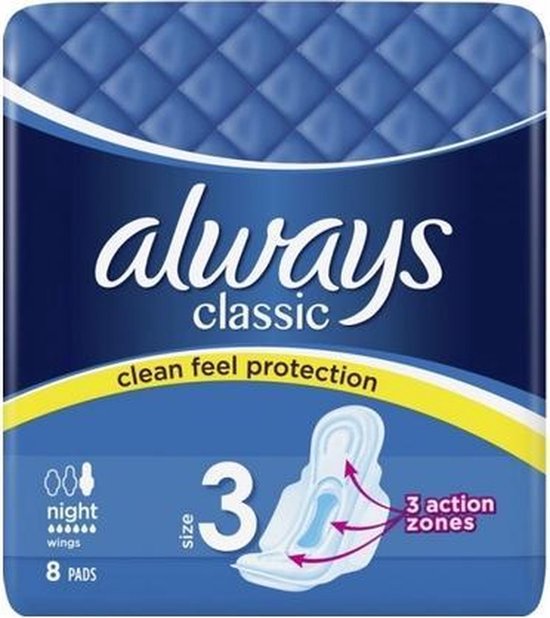 Always Classic Night - Clean Feel Protection - 1 x 8 stuks
