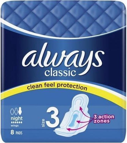 Always Classic Night - Clean Feel Protection - 1 x 8 stuks