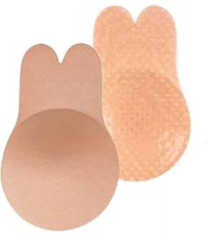 Bye Bra stoffen Pull-Up Beha, Konijn Vorm, Zelfklevende Pull-Up Beha, Plakbeha, Herbruikbare Zelfklevende nippel cover, Beige, M