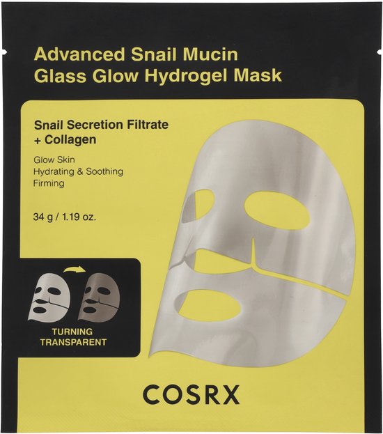 COSRX Snail Mucin Hydrogel Mask 3 stuks – Glass Glow Gezichtsmasker
