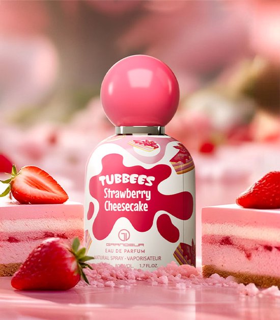 GRANDEUR Kinderparfum STRAWBERRY CHEESECAKE, 50ml, EAU DE PARFUM - Speelse Geuren voor Kinderen! Ontdek deze kleurrijke parfumset met 6 kindvriendelijke geuren voor jongens en meisjes. Perfect als of cadeau! Bestel nu en verras je kind!, communie