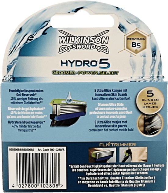 Wilkinson Hydro 5 Scheermesjes - Groomer Power Select 4 Stuks