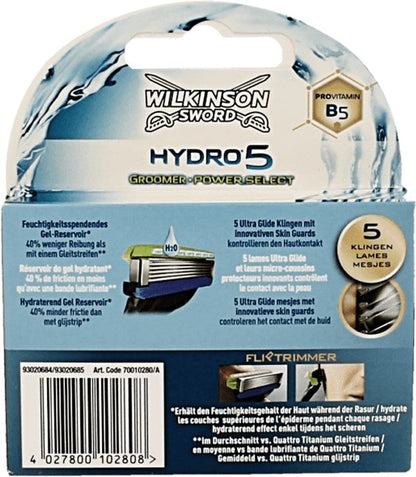 Wilkinson Hydro 5 Scheermesjes - Groomer Power Select 4 Stuks