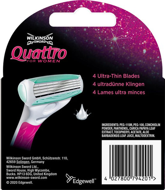 Wilkinson Woman Scheermesjes Quattro Sensitive 4 stuks