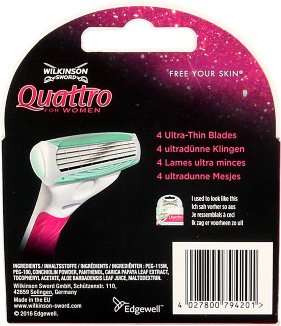 Wilkinson Woman Scheermesjes Quattro Sensitive 4 stuks