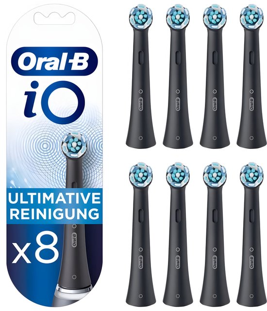 Oral-B IO Ultimate Clean – opzetborstels – zwart – 8 stuks – origineel – verwijdert tandsteen