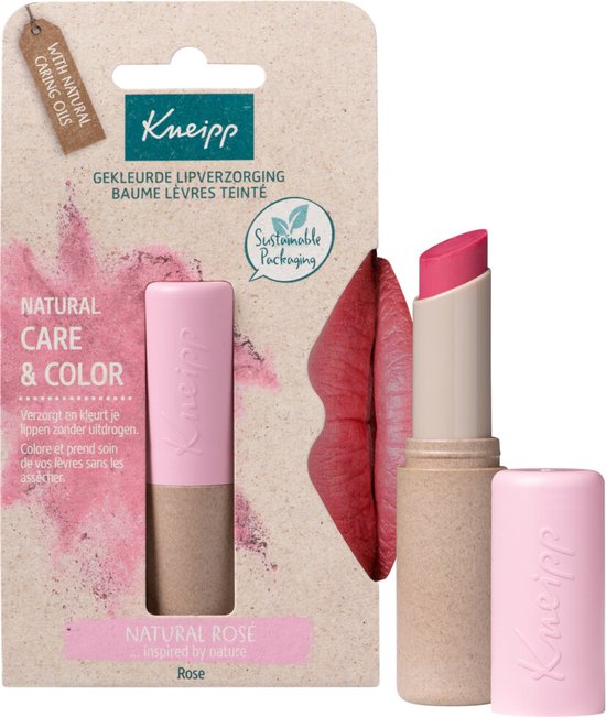 Kneipp gekleurde lippenbalsem - Natural Rose - Natuurlijke roze kleur - Vegan - 1 st