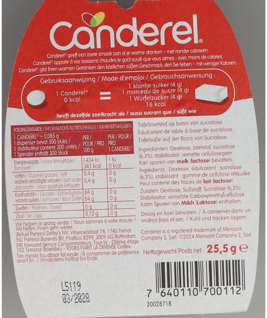 Canderel zoetjes dispenser - met sucralose - 300 stuks