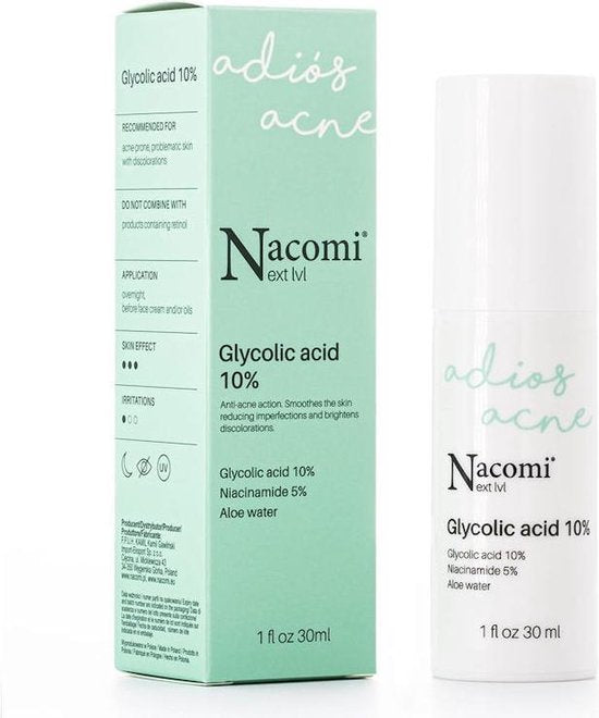 Nacomi Glycolic Acid Glycolzuur Peeling Serum 10% 30ml.