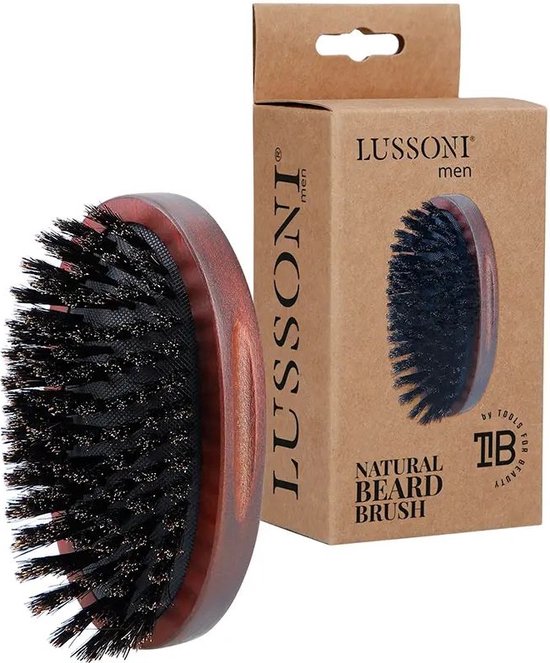 Lussoni - Wooden Oval Beard Brush Natural Bristles