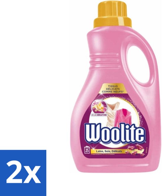2 x Woolite Delicate - Vloeibaar Wasmiddel - Met Keratine - Wol, Zijde & Fijne Was - 25 Wasbeurten - 1,5L - Wolwasmiddel - Zijdewasmiddel - Delicate Was - Wasmiddel Voor Fijne Stoffen - Wasmiddel Voor Lingerie