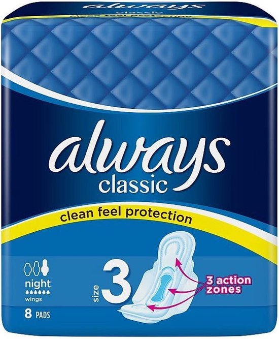 Always Classic Night - Clean Feel Protection - 1 x 8 stuks
