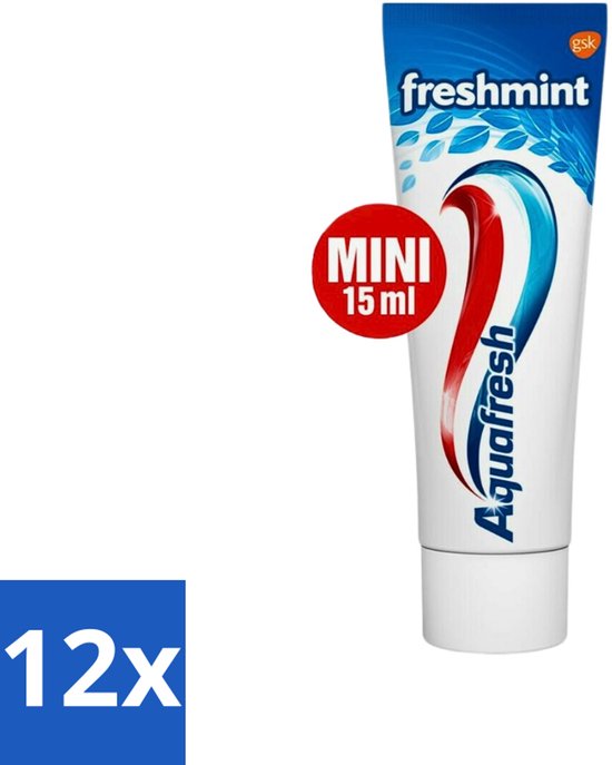Aquafresh - Mini Tandpasta - Freshmint 3-in-1 - Verfrissende Adem - 15 ml - Voordeelverpakking - 12 stuks