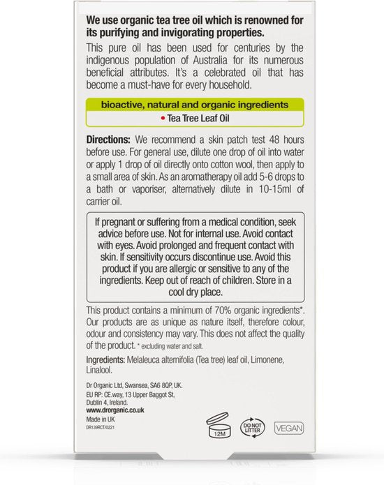 Dr. Organic Tea Tree Pure Olie - 10 ml