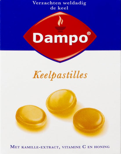 Dampo Keelpastilles - Verzachten de keel dankzij kamille extract - Vitamine C - Lekkere zachte honingsmaak - 24 pastilles
