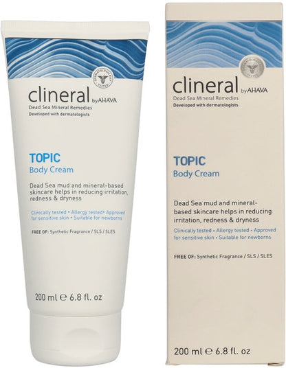 AHAVA CLINERAL TOPIC Lichaamscreme - Verlicht Droogheid & Irritaties | Vermindert Roodheid | Herstellend & Hydraterend | Body Cream | Moisturizer voor een droge huid & gezicht | Bodycreme voor mannen & vrouwen - 200ml