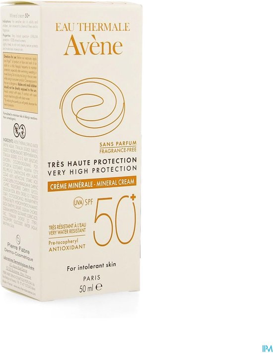 Avène Sun Protection Mineral Cream 50+ - Zonnebrand - 50 ml
