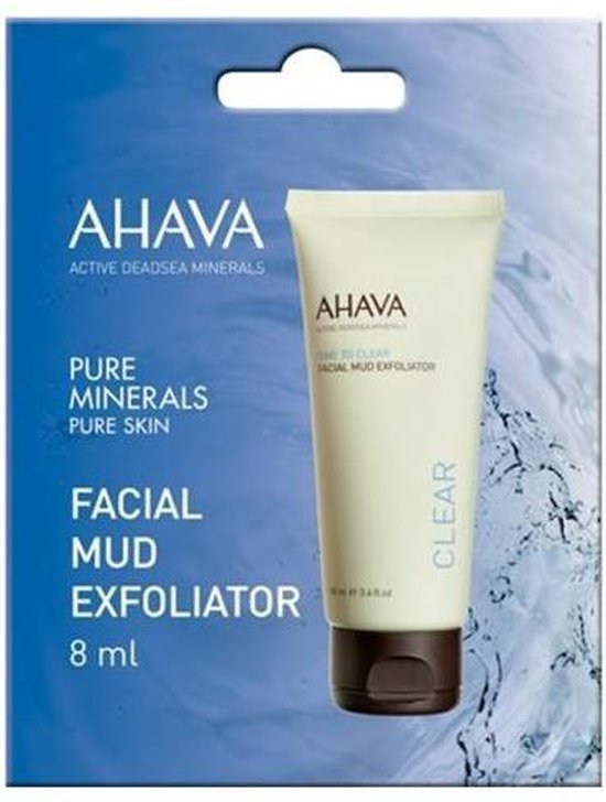 AHAVA Gezichtsmodder exfoliant - Onthult een helderende en frissere huid - Verbetert het absorptievermogen van de huid - Eenmalig gebruik - VEGAN – Alcohol- en parabenenvrij – 8ml