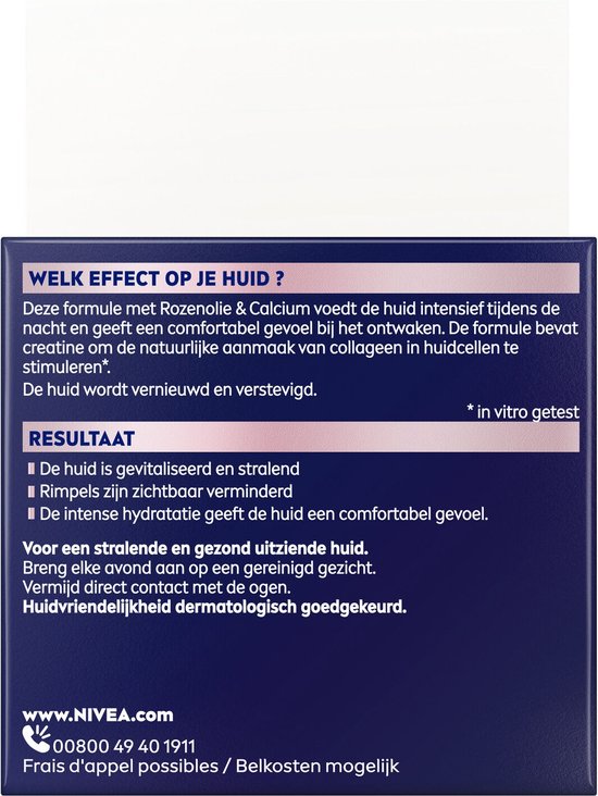 NIVEA Vital Stralende Nachtcrème Gezicht - Anti-rimpel Crème - Voedende Crème - met Creatine & Calcium - 50ml