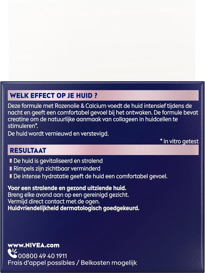 NIVEA Vital Stralende Nachtcrème Gezicht - Anti-rimpel Crème - Voedende Crème - met Creatine & Calcium - 50ml