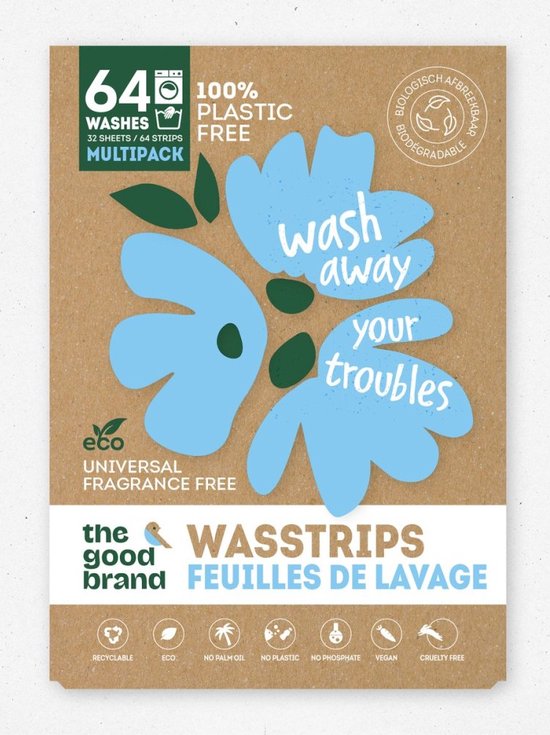The Good Brand - Wasstrips - 64 wasbeurten - Duurzaam - Plasticvrij - Geurloos