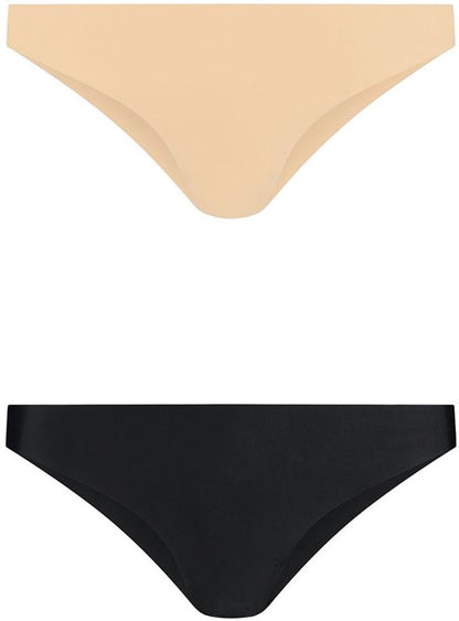 Bye Bra Onzichtbare Bikini In Braziliaanse Stijl, Hoge Taille, Naadloze Bikini, Niet Aan Te Raken, Geen Slipjeslijn, Gladde Randen, 2 Kleurenpak, Beige En Zwart, XL