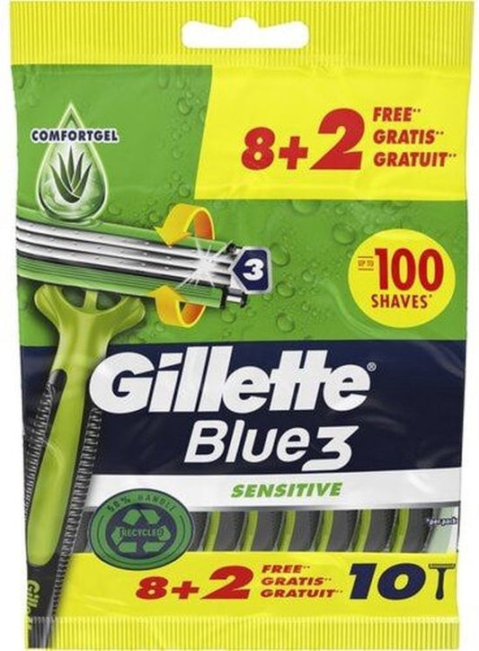 Gillette Blue 3 Sensitive - 5 stuks - Gevoelige Huid - Wegwerp Mesjes Voor Mannen X2