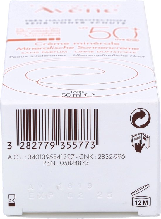 Avène Sun Protection Mineral Cream 50+ - Zonnebrand - 50 ml