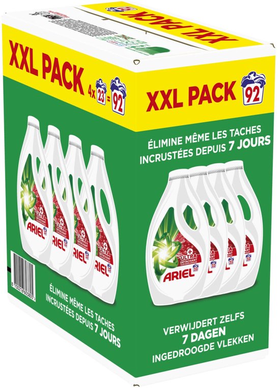 Ariel Vloeibaar Wasmiddel + Ultra Vlekverwijderaar 92 Wasbeurten - 4140 ml