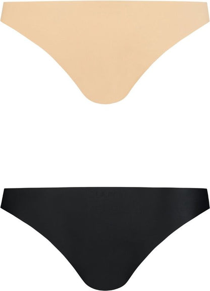 Bye Bra Onzichtbare Bikini In Braziliaanse Stijl, Hoge Taille, Naadloze Bikini, Niet Aan Te Raken, Geen Slipjeslijn, Gladde Randen, 2 Kleurenpak, Beige En Zwart, XL