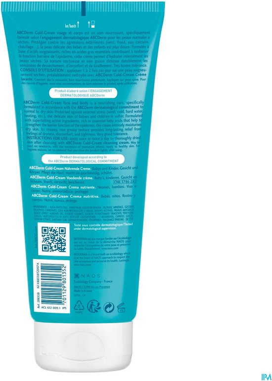 Bioderma Abcderm Cold Cream Body Cream - Voor baby's en kinderen - 200 ml