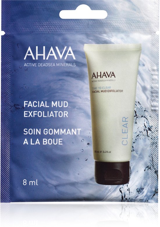 AHAVA Gezichtsmodder exfoliant - Onthult een helderende en frissere huid - Verbetert het absorptievermogen van de huid - Eenmalig gebruik - VEGAN – Alcohol- en parabenenvrij – 8ml
