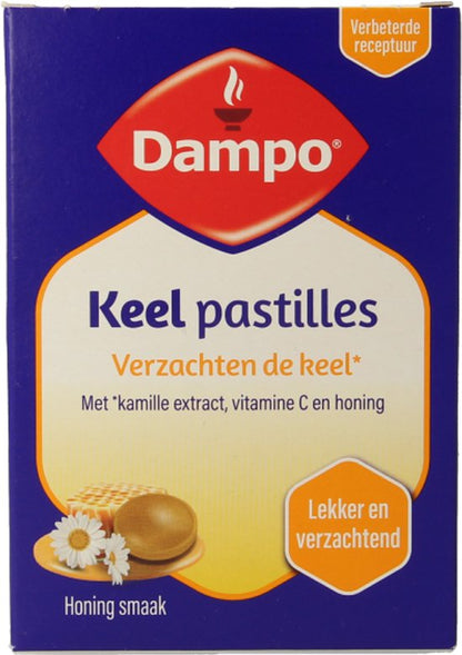 Dampo Keelpastilles - Verzachten de keel dankzij kamille extract - Vitamine C - Lekkere zachte honingsmaak - 24 pastilles