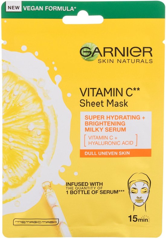 Skin Naturals Vitamin C Sheet Mask - Moisturizing Textile Mask To Brighten The Skin With Vitamin C 28.0g