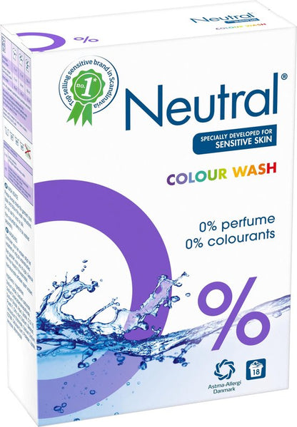 Neutral 0% Kleur Parfumvrij Waspoeder - 18 wasbeurten - 1,188 kg - Wasmiddel