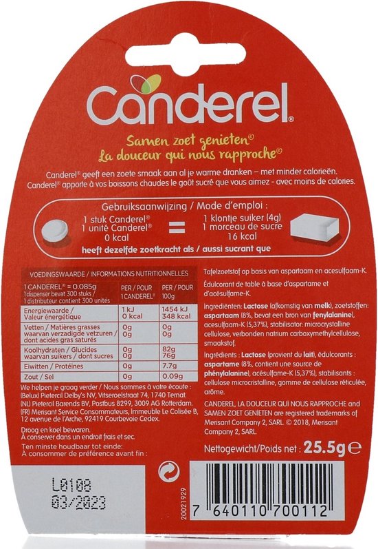 Canderel zoetjes dispenser - met sucralose - 300 stuks