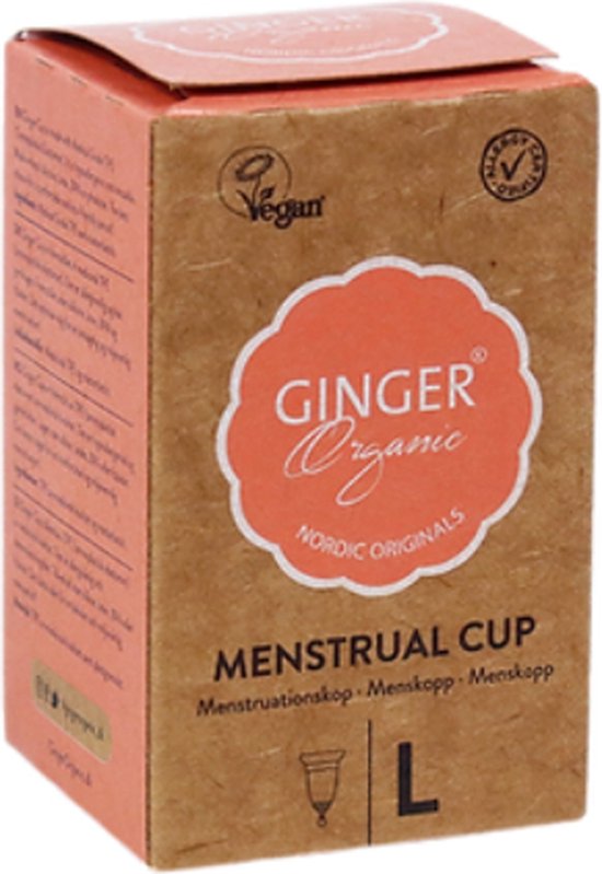 Ginger Organic Menstruatiecup - Maat L - TPE - Zuignapjes - Veganistisch - Gynaecologen aanbevolen