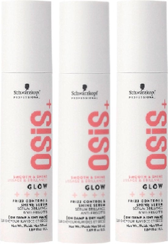 Schwarzkopf Professional OSiS+ Glow Shine Anti-Frizz Serum - voordeelverpakking - 3 x 50ml