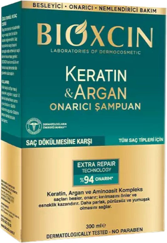Bioxcin Keratine & Arganolie Shampoo - Tegen Haaruitval - Herstellend - 300ml - Beschadigd Haar