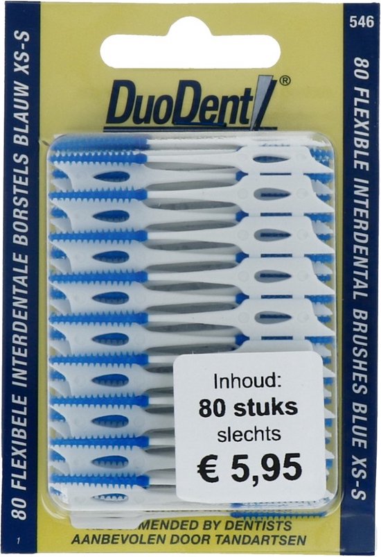 Duodent Flexibele Interdentale Borstels Blauw XS-S 80 stuks