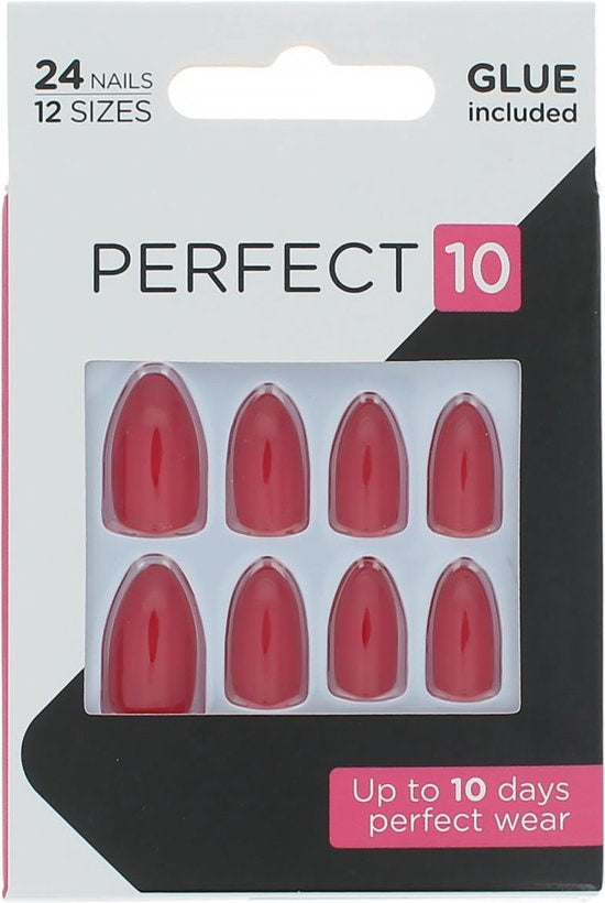 Elegant Touch Perfect 10 Pre-Glued Nails - Scarlet