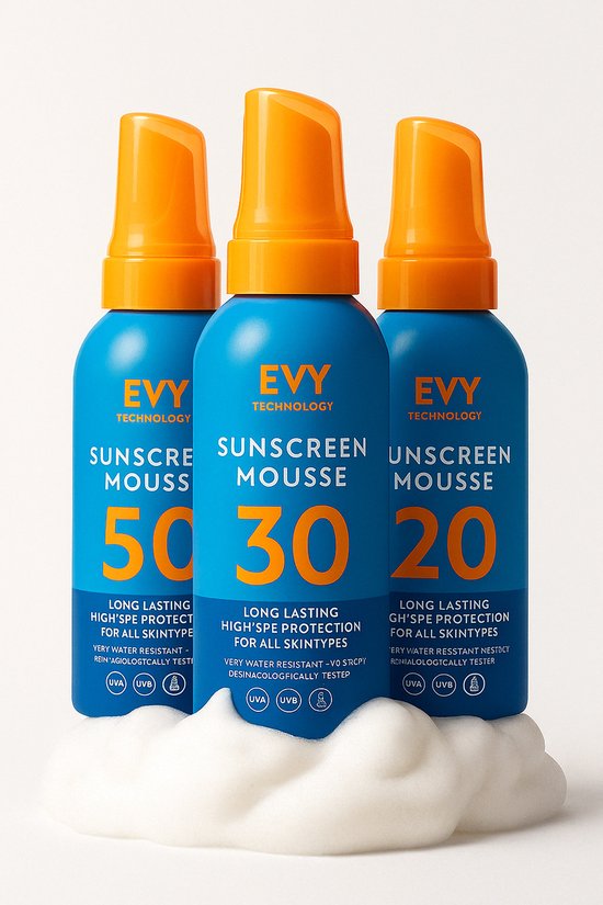 EVY Zonnebrand Mousse - SPF 30 100 ml - Beschermend en Hydraterend - Dermatalogisch aanbevolen - Zweet en water bestendig