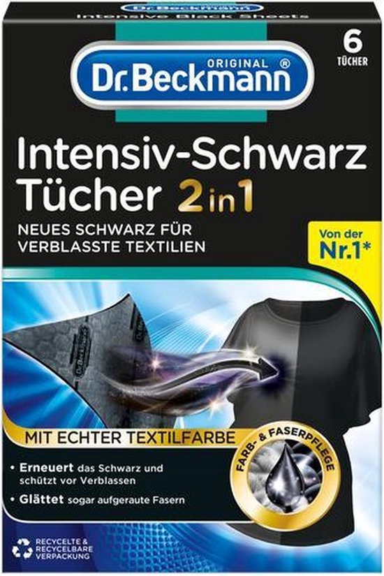 Dr. Beckmann - Kleurverzorging - Intensive Black 2 in 1 - Donkere Was - 6 Doekjes