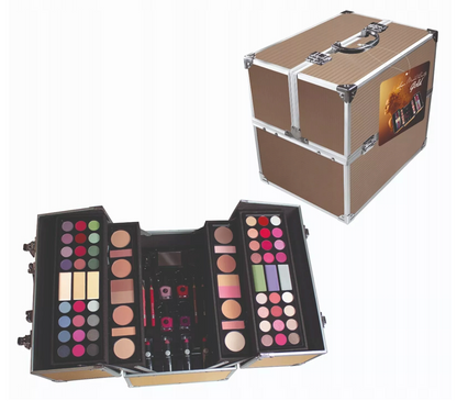 2K Super Model Beauty Train Case 122.6g - Gold Makeup Palette for women